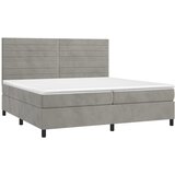  Krevet s oprugama i madracem svjetlosivi 200x200 cm baršunasti | shoptok.hr