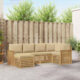  Set vanjskih sofa 6 pcs Bijela i bež Poliester | shoptok.hr