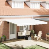 vidaXL Automatska uvlačiva tenda s LED bijela 450x300 cm | shoptok.hr