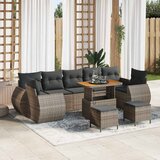 vidaXL 10-delni vrtni sofa set z blazinami siva poli ratan akacija | Shoptok.si