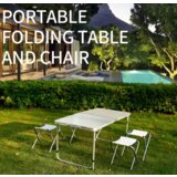  Folding Camping Table Set 4 Chairs Gray | shoptok.hr