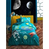 DEKOR DOM Set jorganska navlaka i jastučnica Little astronaut Junior, 140x200 cm, Tirkizna Cene