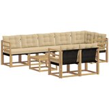 vidaXL Zunanja garnitura za sedenje z blazino 9 pcs Bela in bež, (5000282145) | Shoptok.si