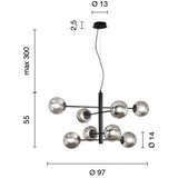  Ondaluce - Visilica na sajli ELISEO 8xE14/10W/230V prečnik 97 cm zlatna/dimljena bež | Eponuda.com