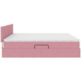  Krevet S LED lampica s uzglavljem Ružičasta 200 x 200 cm Baršun | shoptok.hr