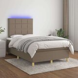  Krevet box spring s madracem LED smeđesivi 120 x 200 cm tkanina Cijene