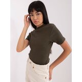 Fashion Hunters Khaki fitted ribbed blouse | Shoptok.si