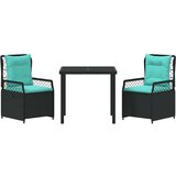 vidaXL 3-delni vrtnarski jedilni set črn poli ratan, (22087213) | Shoptok.si