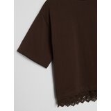 Sinsay Pamučna majica s ukrasnom čipkom | shoptok.hr