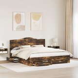 vidaXL Konstrukcija postelje z vzglavjem Dimljeni oreh 200 x 200 cm, (5000102192) | Shoptok.si