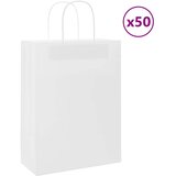 vidaXL Papirnate vrečke 50 kosov z ročaji bela 26x12x35 cm Cene