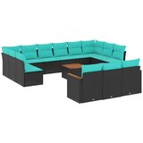  Vrtni set s jastucima, 14 dijelova, crni poliratan | shoptok.hr