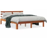  Okvir kreveta s uzglavljem voštano smeđi 140x190 cm od borovine