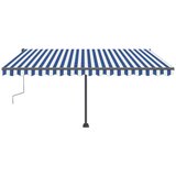  Tenda na ručno uvlačenje s LED svjetlom 400x300 cm plavo-bijela | shoptok.hr