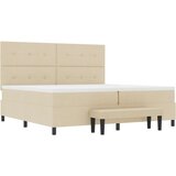  Postelja z box springom z vzmetnico in klopjo kremne barve 200x200 cm tkanina, (22081065) | Shoptok.si