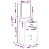  Toaletna miza s predalom Bela 50 x 41 x 140 cm Konstruiran les | Shoptok.si