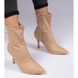 D/CEO marka niezdefiniowana Beige satin finish ankle boots with stiletto Sanoris Cene