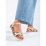 SHELOVET low wedge sandals beige-gold