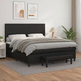  The Living Store Box spring postelja z vzmetnico črn 160x200 cm umetno usnje - Box Spring Postelja, (21515854) Cene