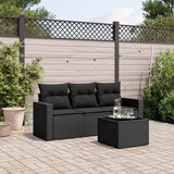 vidaXL 4-dijelni set vrtnih sofa od poliratana s jastucima crni Cijene