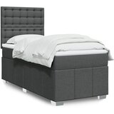 vidaXL Box spring postelja z vzmetnico temno siva 90x190 cm blago | Shoptok.si
