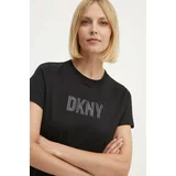 Dkny Bombažna kratka majica ženska, črna barva, DP4T9672