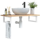  Zidna polica za umivaonik od čelika i masivnog bagremovog drva Smeđa 100 x 40 x 2 cm | Shoptok.si