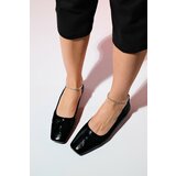 LuviShoes POHAN Black Patent Leather Women's Flat Shoes Cene