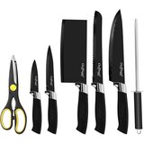 Cheffinger Set nožev 7 kosov, lahki in proti koroziji, s stojalom, ?rna / Srebrna, (21552965) | Shoptok.si