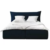 Bobochic Paris Bračni krevet presvučen tamnoplavim baršunom s prostorom za odlaganje s letvicom 160x200 cm Jade -