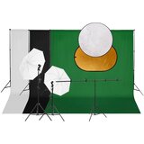 vidaXL komplet za foto studio z lučmi, ozadjem in reflektorjem | Shoptok.si