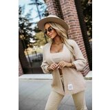numoco basic 631-1 Stylish cardigan made of soft sweater knit - beige | shoptok.hr