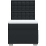 vidaXL Box spring postelja z vzmetnico črna 90x190 cm umetno usnje | Shoptok.si