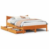 Maison Chic Posteljni okvir - Dvoposteljna postelja - Zakonska postelja s predali voščeno rjav 120x200 cm borovina, (21694790) | Shoptok.si
