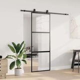 vidaXL Klizna vrata s priborom crna 76 x 205 cm kaljeno staklo | shoptok.hr