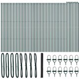vidaXL Hexagon Fence Siva 1.6x100 m Jeklo, Ograjni stebri 13 kosov Zeleni Ø32 mm 210 cm Galvanizirano jeklo | Shoptok.si