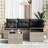  Set od 5 dijelova vrtnih kauča s jastučićima Siva Poly Rattan dvostruki vrtni kauč s jastučićima Siva Poly Rattan | shoptok.hr