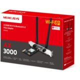 Mercusys PCI Express adapter, MA80XE AX3000 Dual-Band Wi-Fi 6 Bluetooth, 2402 Mbps na 5 GHz + 574 Mbps na 2,4 GHz, 2× High Gin Dual-Band eksterne ante | Eponuda.ba