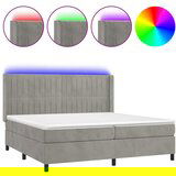 The Living Store Box spring postelja z vzmetnico LED svetlo siva 200x200cm žamet - Box Spring Postelja, (21490060) | Shoptok.si