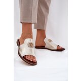 Zazoo Elegant Ladies Leather Slippers With Decoration 3008 Aged Gold | Shoptok.si