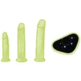 Glow in the Dark 4pc Pegging Kit with 6" & 7.5" & 8,5" Dildos