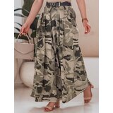 DStreet Spódnico-spodnie moro z paskiem FLOWES jasnozielone | Shoptok.si