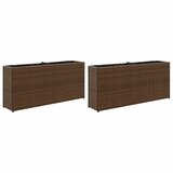 Furnova Vrtna korita z 2 loncema 2 kosa rjava 90x20x40 cm poli ratan, (22014451) | Shoptok.si