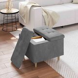  Otoman za pohranu s jastukom Tamno siva 60 x 60 x 45 cm Baršun - Tamno siva 60 cm Baršun | shoptok.hr