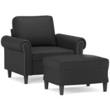  The Living Store Fotelj s stolčkom za noge črn 60 cm umetno usnje - Kavč S Stolčkom Za Noge, (21446350) | Shoptok.si