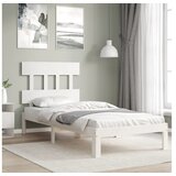 vidaXL Posteljni okvir z vzglavjem bel 100x200 cm trden les Cene