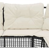vidaXL Vrtna sofa L-oblika s jastucima i tabureom crna od poliratana | shoptok.hr