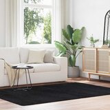 vidaXL Čupavi tepih s visokim vlaknima crni 160x230 cm poliester Cijene