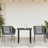  Vrtna garnitura - 3-dijelni vrtni blagovaonski set s jastucima od crnog | shoptok.hr