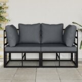 vidaXL Kompleti zunanjega pohištva z blazino z blazino 2 pcs Črna in anthracit | Shoptok.si